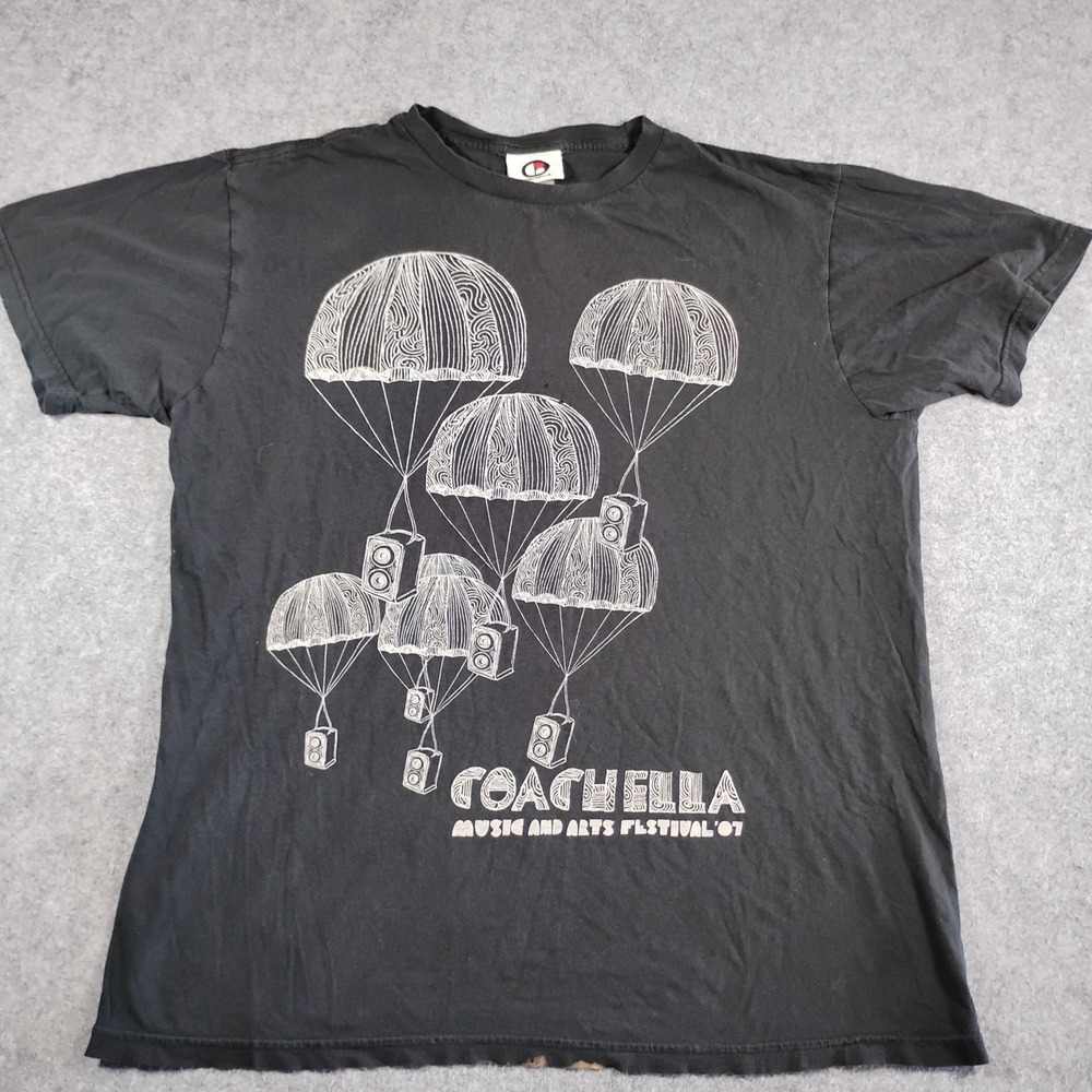 Coachella 2007 Music and Arts Festival Graphic T-Shirt Mens XL Black Cotton